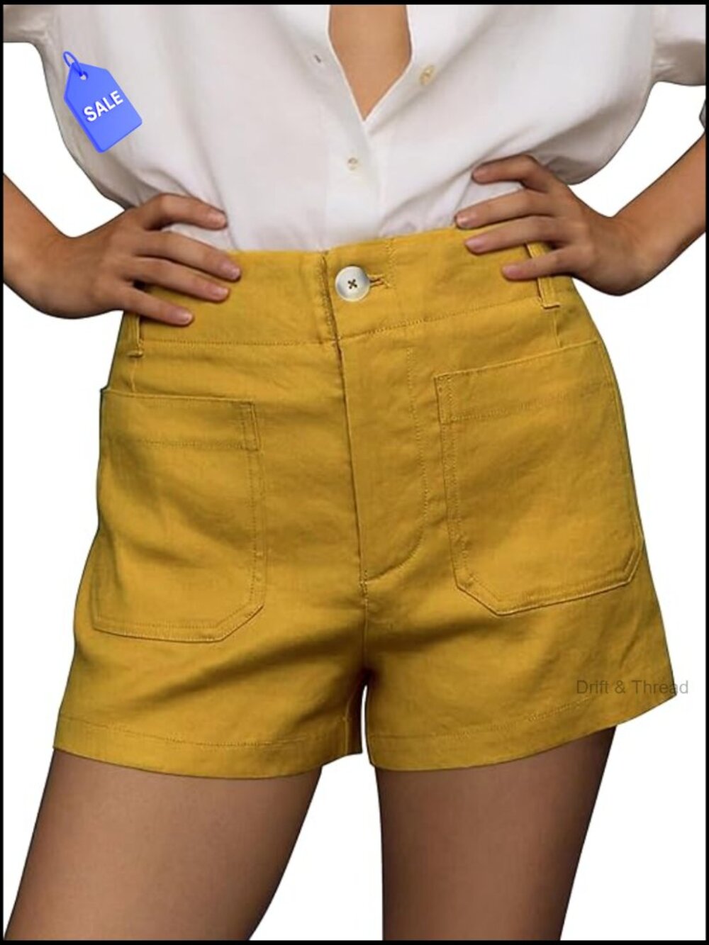 High Waisted Stretchy Shorts with Patch Pockets, Zipper Button Casual Summer